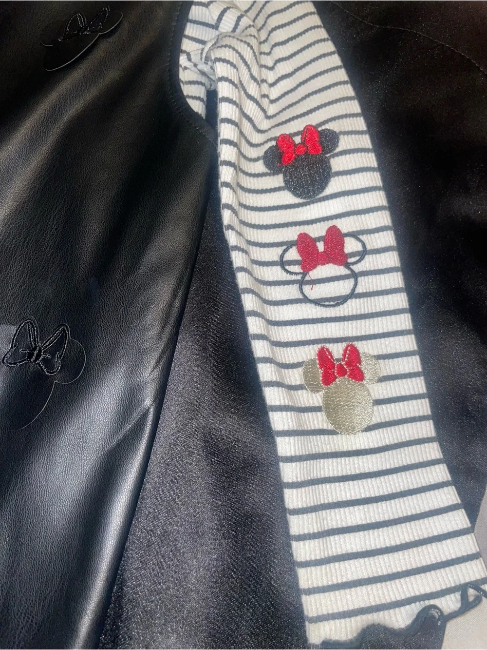 Disney Black Faux Leather Minnie Pinafore Tunic Set